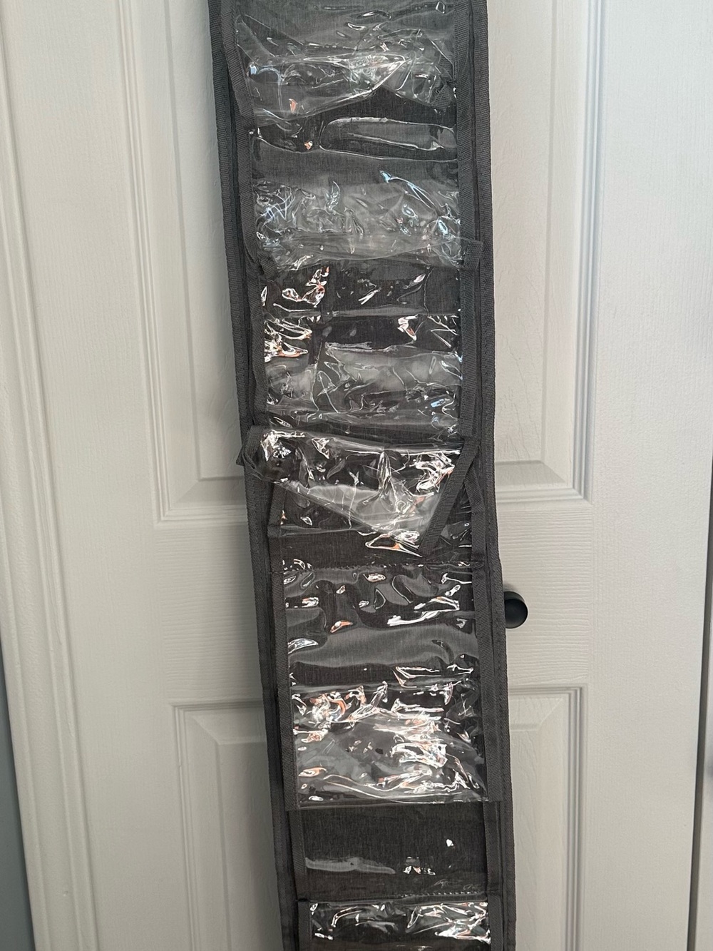 Gray Hanging Over-Door Organizer with Clear Pockets